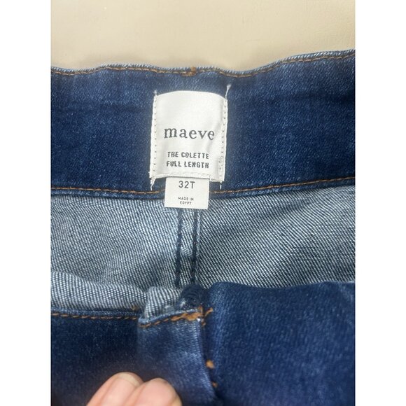 Maeve Anthropologie JeanS Women 32 TALL Colette High Rise Wide Leg Dark Denim - Picture 2 of 16